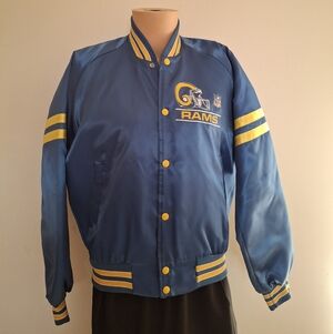 LA Rams Satin Varsity Jacket Vintage Chalk Line